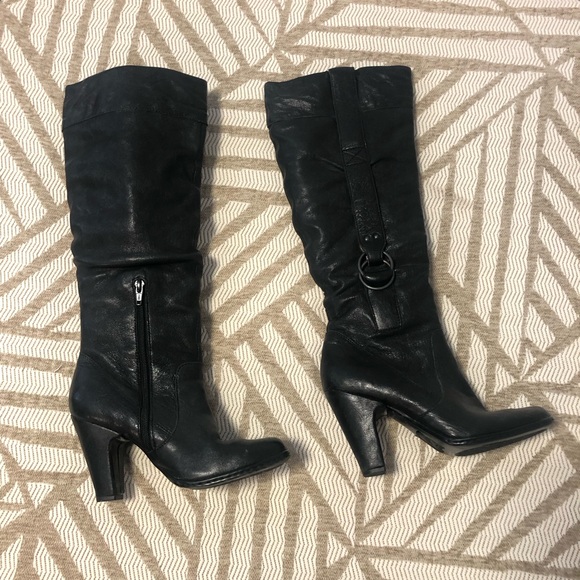 BORN Tall Pull-on Black Leather Boots - Picture 2 of 16
